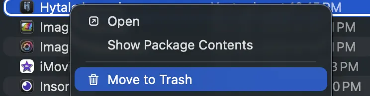 Aplicativo sendo movido para o Lixo no macOS
