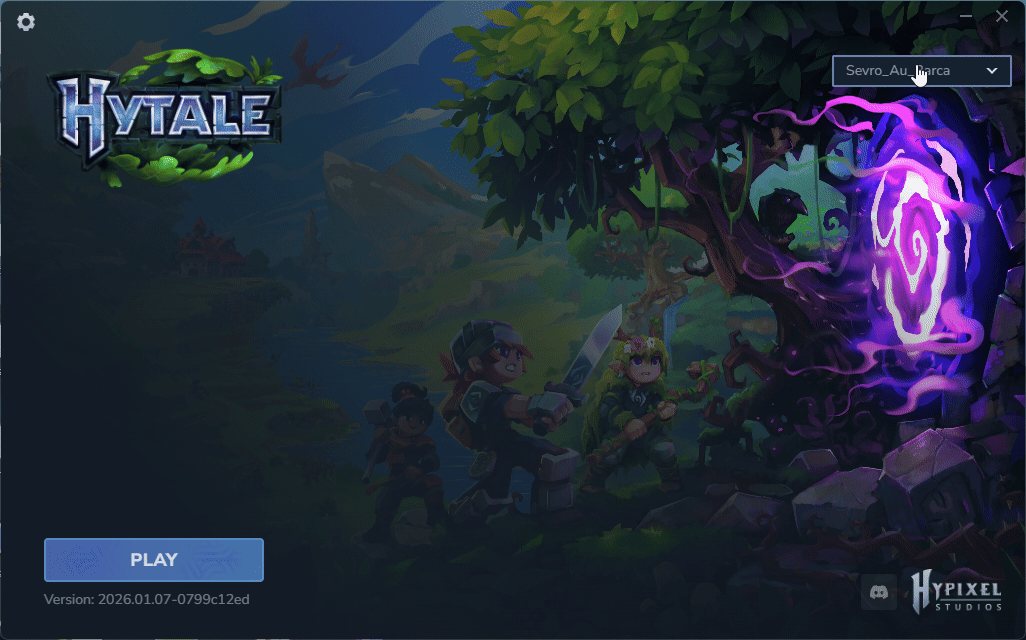 Menu de seleção de perfil no canto superior direito do launcher