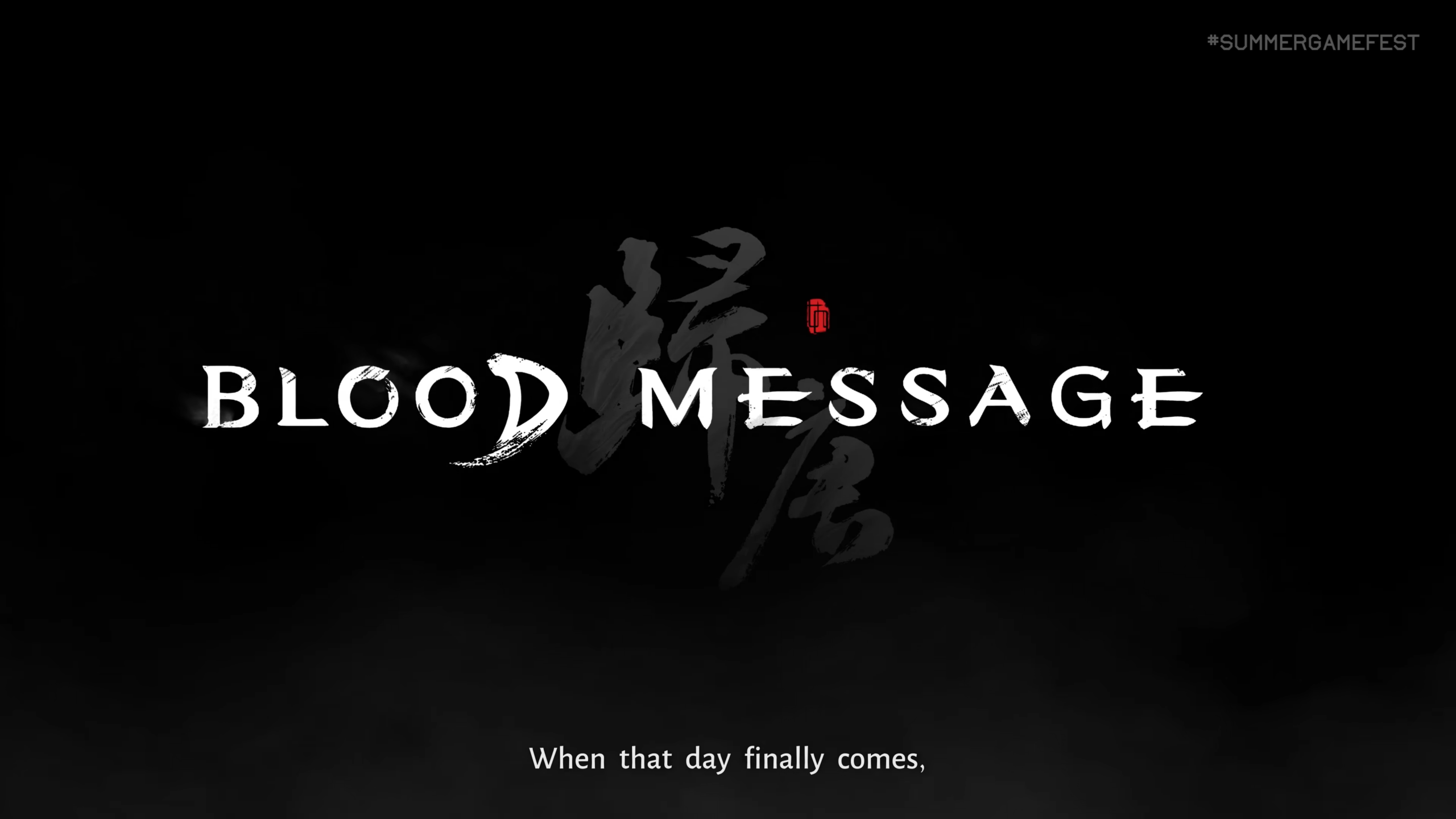Key art oficial de Blood Message com protagonista e logotipo do jogo